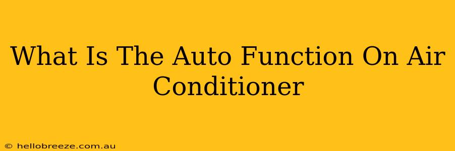 What Is The Auto Function On Air Conditioner