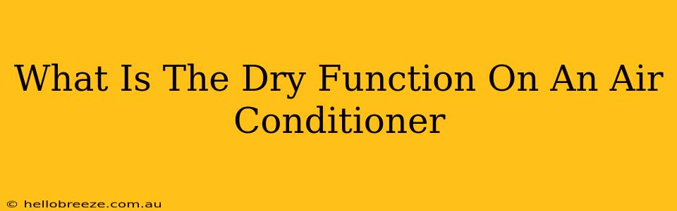 What Is The Dry Function On An Air Conditioner