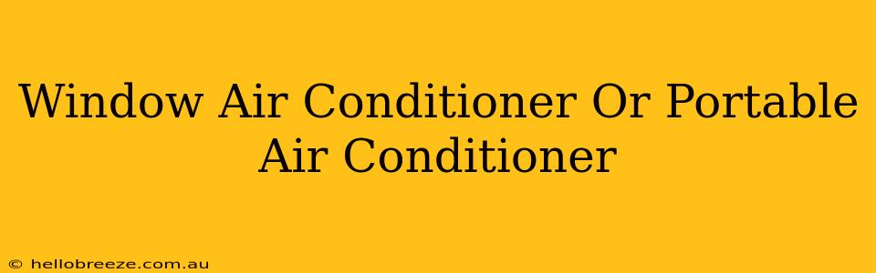 Window Air Conditioner Or Portable Air Conditioner