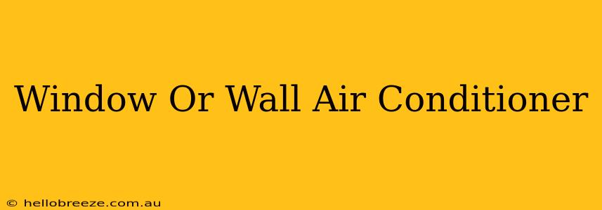 Window Or Wall Air Conditioner