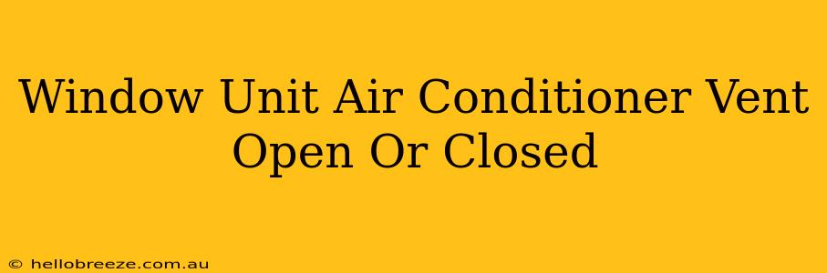 Window Unit Air Conditioner Vent Open Or Closed